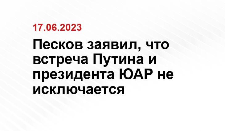 Песков заявил, что встреча Путина и президента ЮАР не исключается